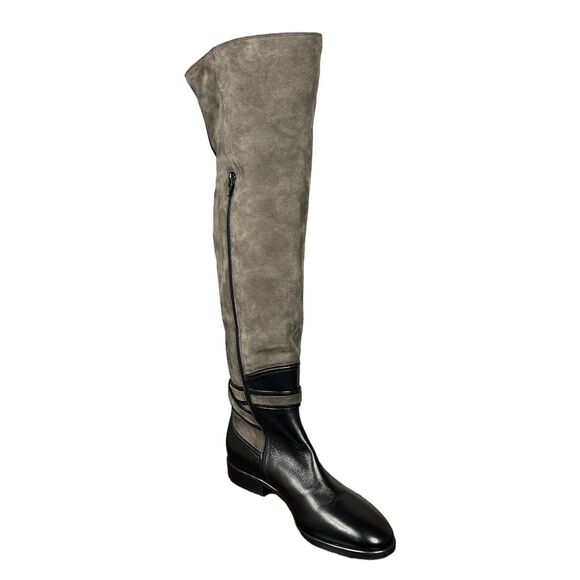 NEW Le Pepe EU 39.5 US 9 Over the Knee Boot Camoscio Fango Black Gray Vibrum - Picture 2 of 7